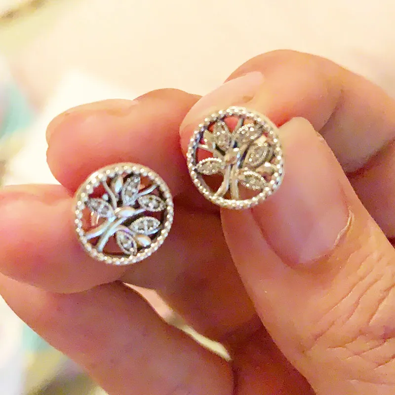 Sparkling family tree stud earrings deals