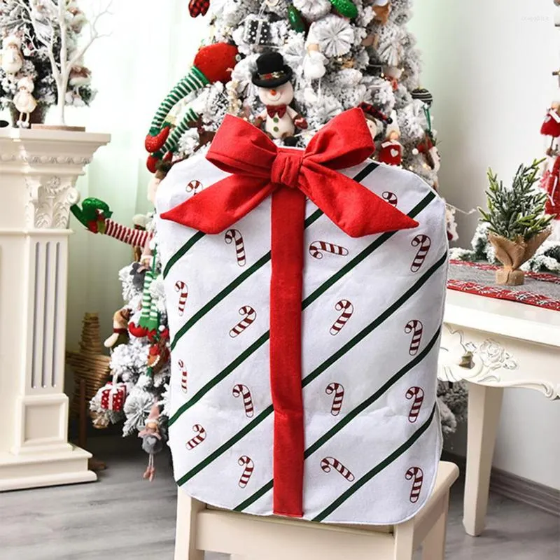 Stol täcker tecknad matsal slipcover kreativ bowknot presentväska jul tillbaka år gåvor till hem el förnödenheter