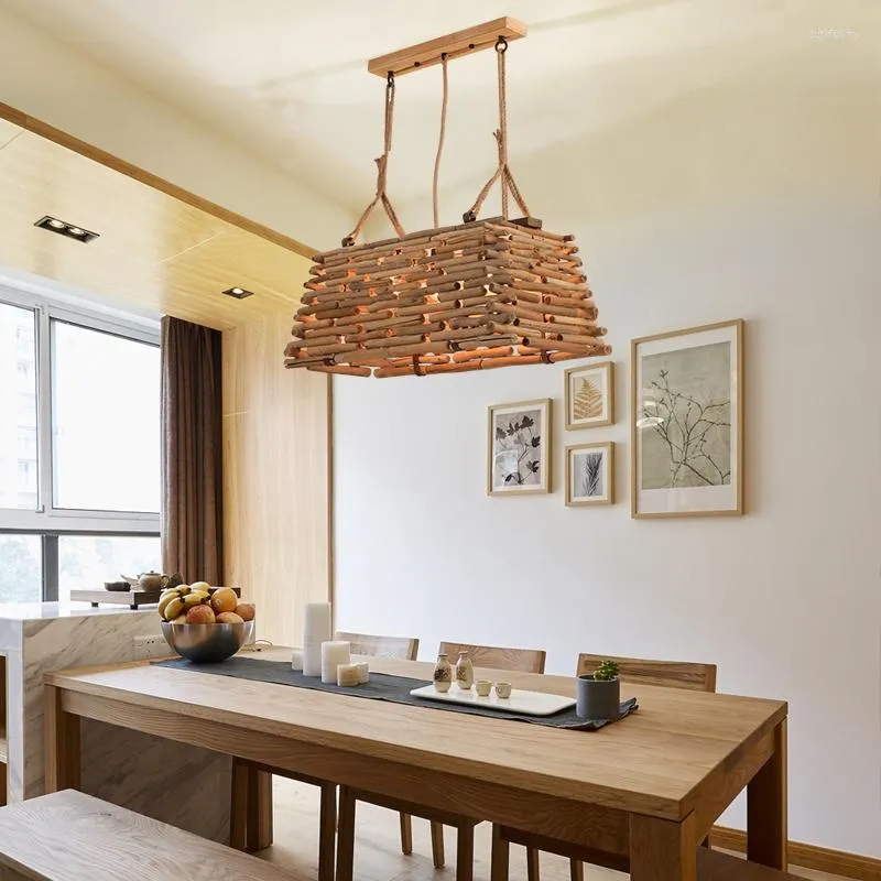 Pendant Lamps Special Wood Color Solid Chandelier Original Ecological Decoration Tea Room Lamp Style B & Inn Creative