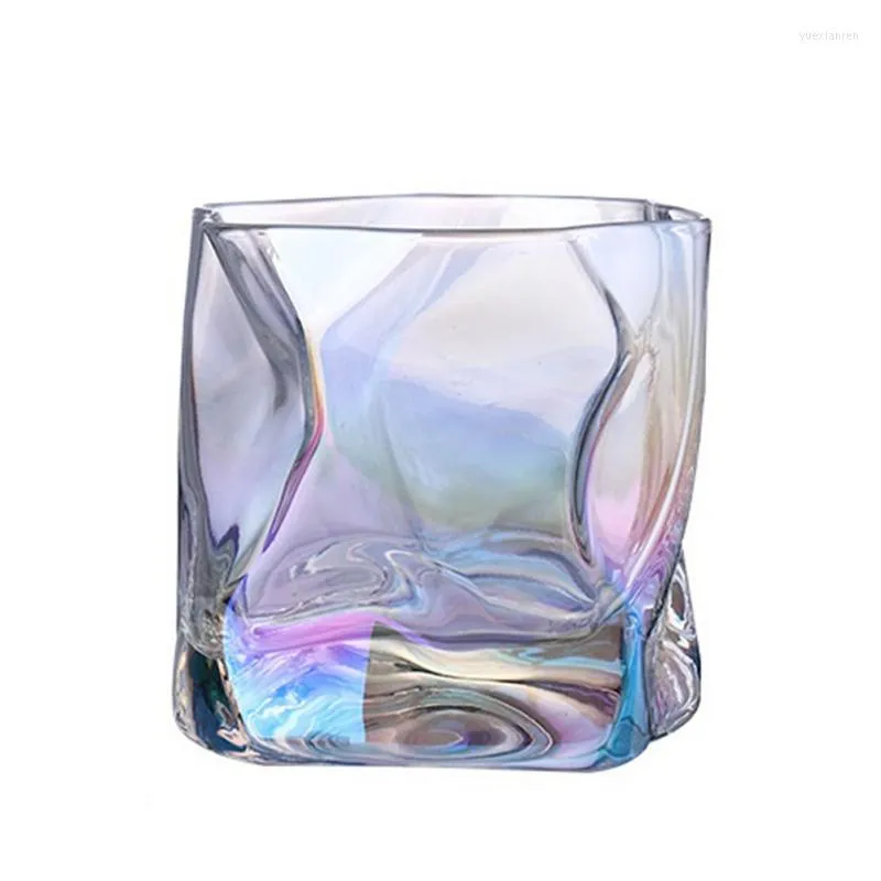 Cups Saucers Japanese Torsional Shaped Glass Crystal Whiskey Wine Home Transparent Irregular Beer Mug Scrub White Party Supplies