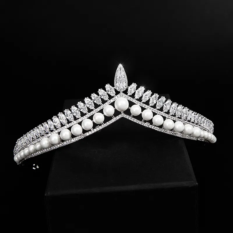 Elegante kristal parel bruiloftskronen en tiara's voor bruid meisje vrouwen bruiloft haar accessoires prinses sieraden cadeau prom diadeem