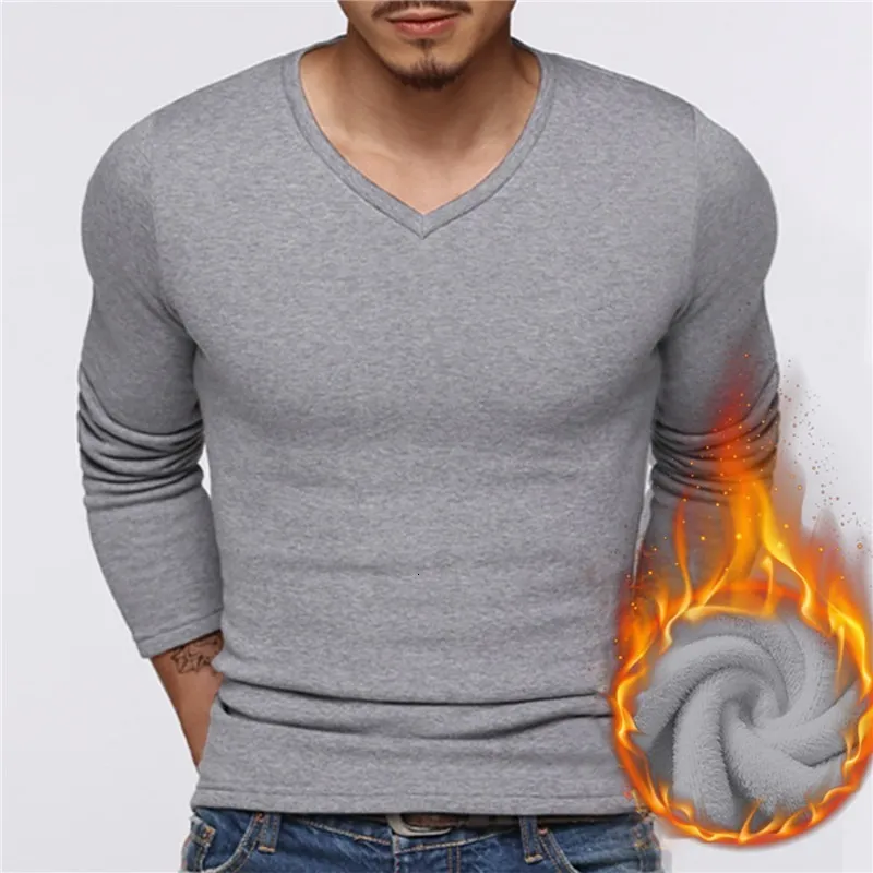 Homme sous-vêtement thermique garder au chaud pour homme décontracté couleur unie hiver Thermo maillot de corps épais à manches longues chemise haute 746