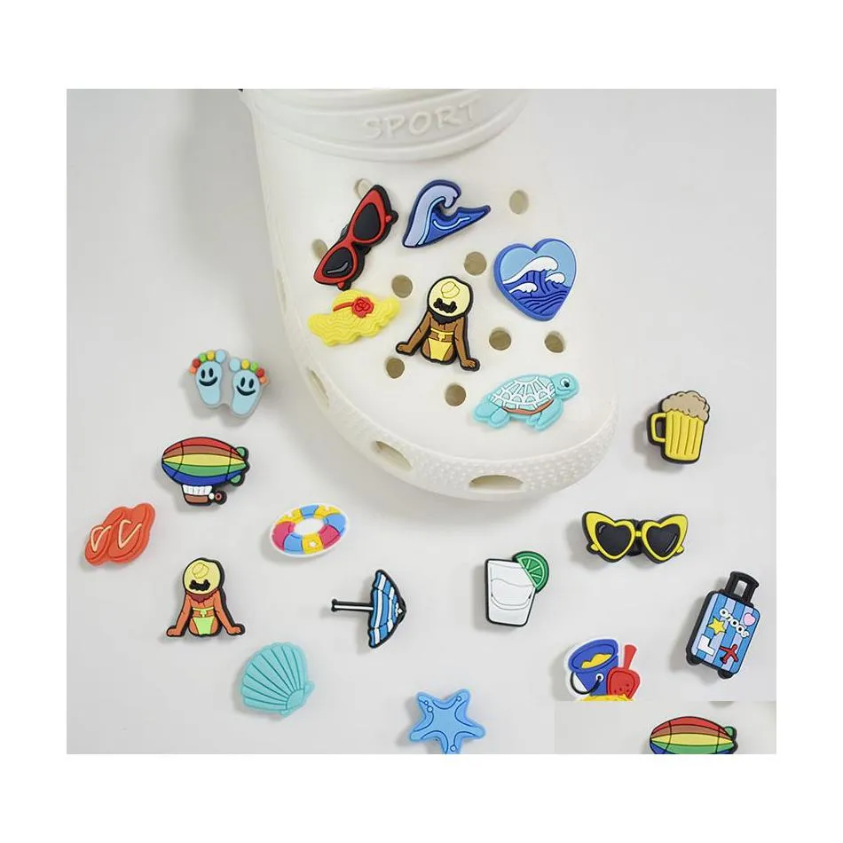 Shoe Parts Accessories Charms Wholesale Childhood Memories Summer Beach Holiday Funny Gift Cartoon Croc Pvc Decoration Buckle Soft Dhzr7