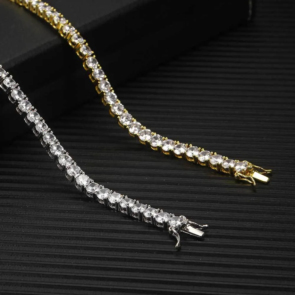 Jewelry bracelets 5mm 6mm Tennis chains Design for Women Men Titanium Steel Bracelet with CZ diamond Lover Gold Silver Rose Fashio225R