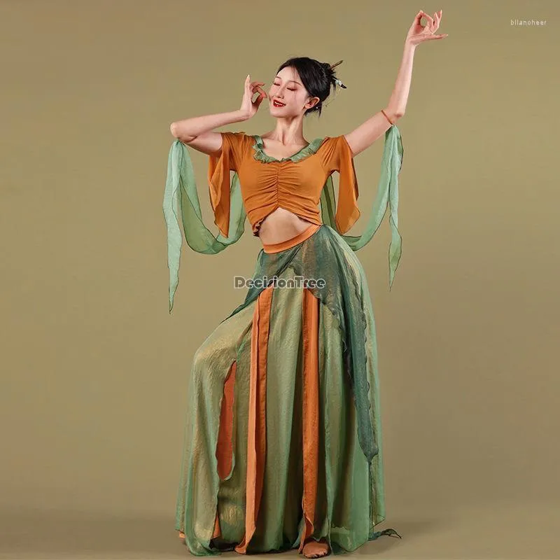 Abbigliamento da palcoscenico 2023 Abito da ballo cinese antico Dunhuang Fata femminile Pratica classica Spettacolo di garza nazionale