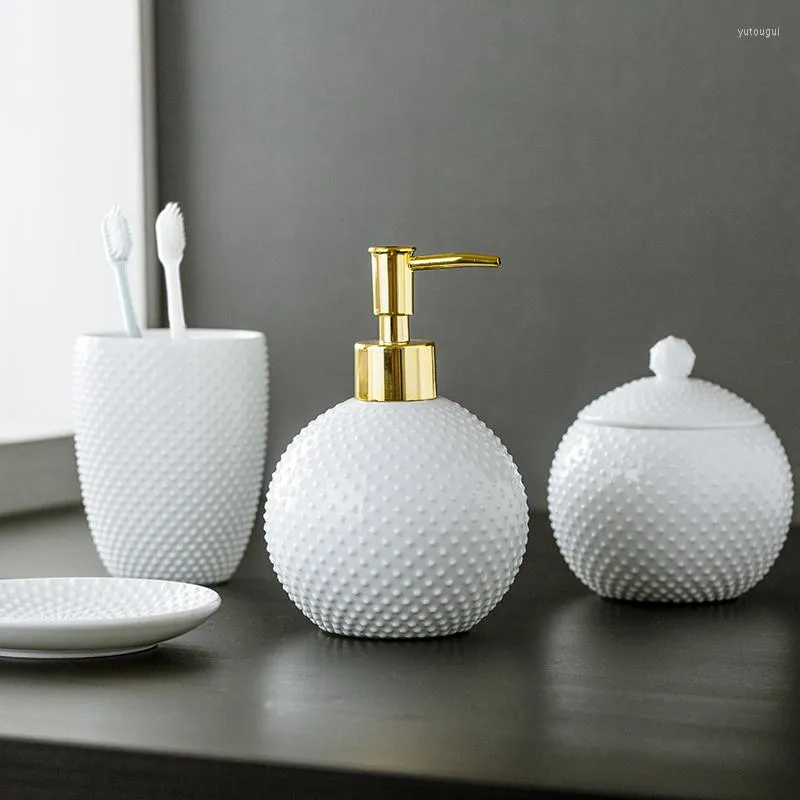 European Ceramic Ceramic Bathroom Accessories Set Luxury White Bathroom ...