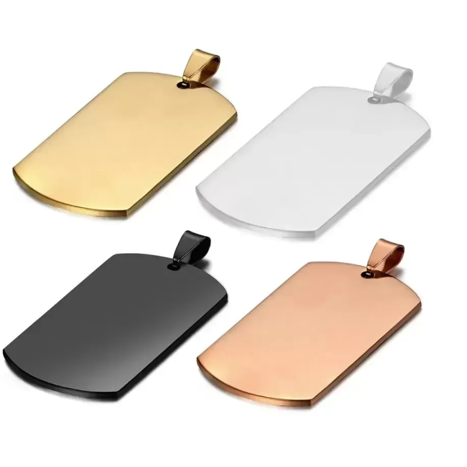 28x50mm Stainless Steel Military Army ID Stainless Steel Name Blank Dog Tags Pendant Rectangle Jewelry