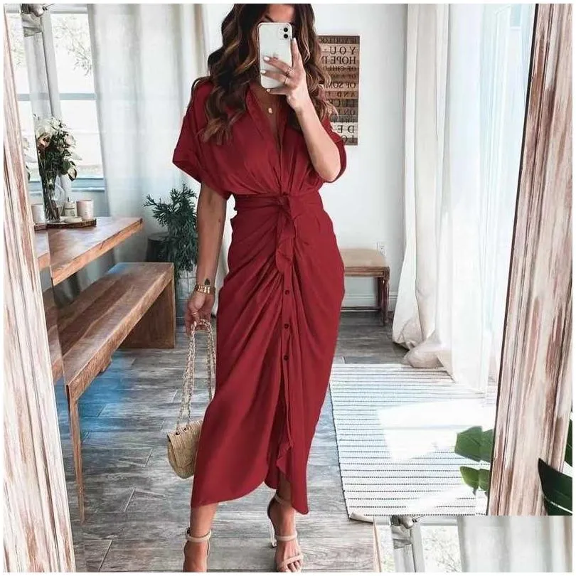 Casual Dresses Retail Women Shirt Designer Pendling Plus Size S3XL Lång klänning Fashion Forged Face Clothing Drop Delivery Apparel WOM DHKJ1