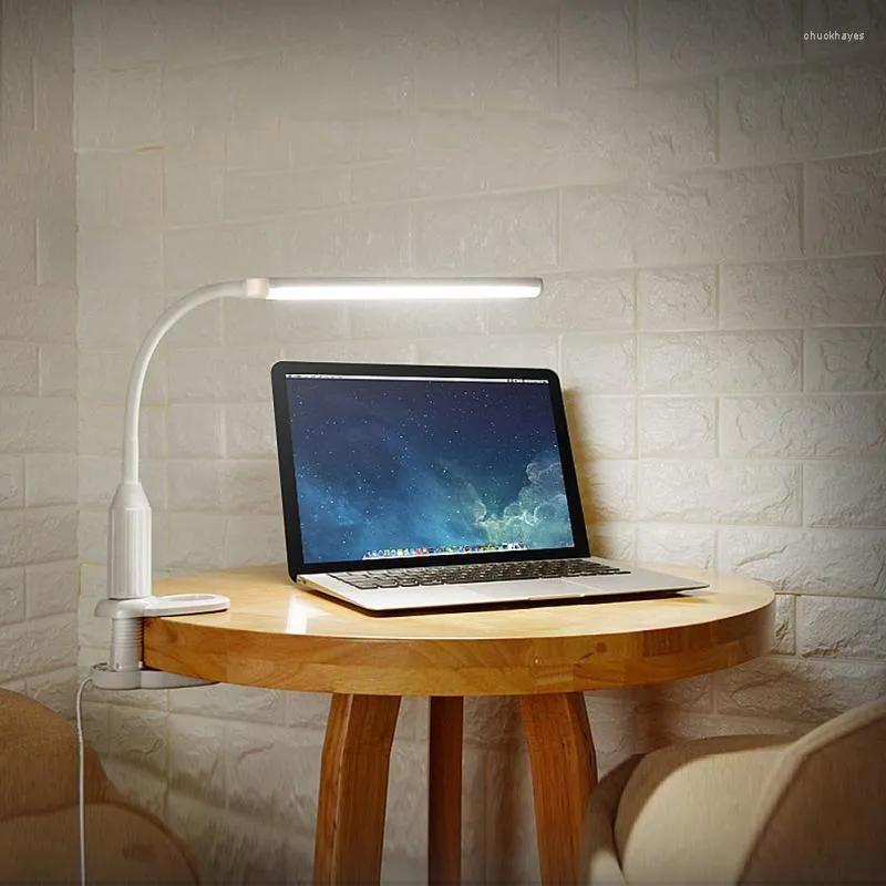 Lampes de table Mini lampe de bureau à clipser LED USB Touch Swith Lampe de lecture flexible Protégez la vue