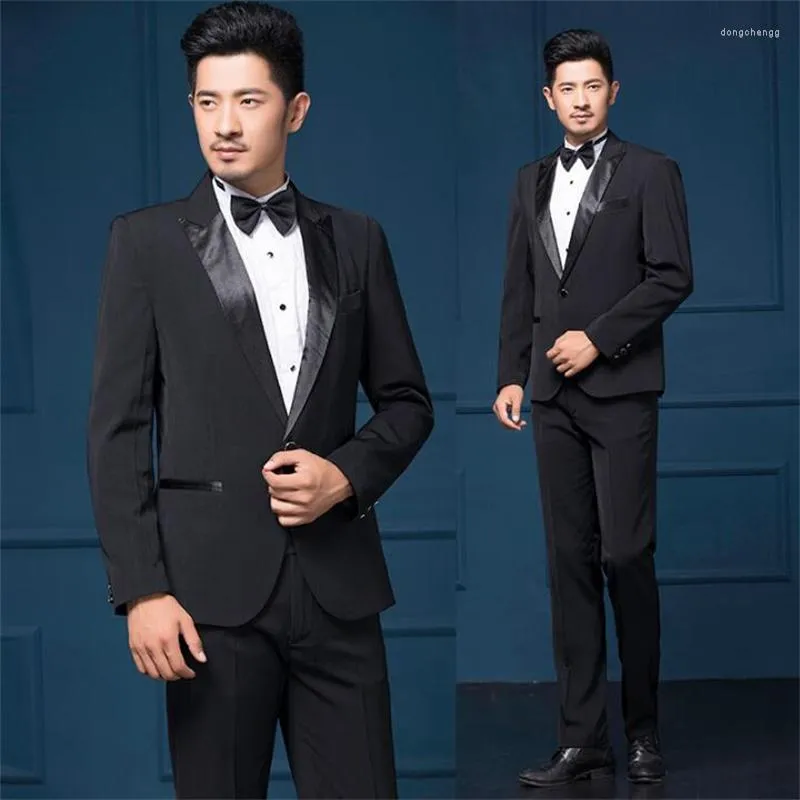 Costumes pour hommes noir Mariage marié Mariage pour hommes jolie pochette garçons bal mode Slim Masculino dernières conceptions de pantalon de manteau coréen