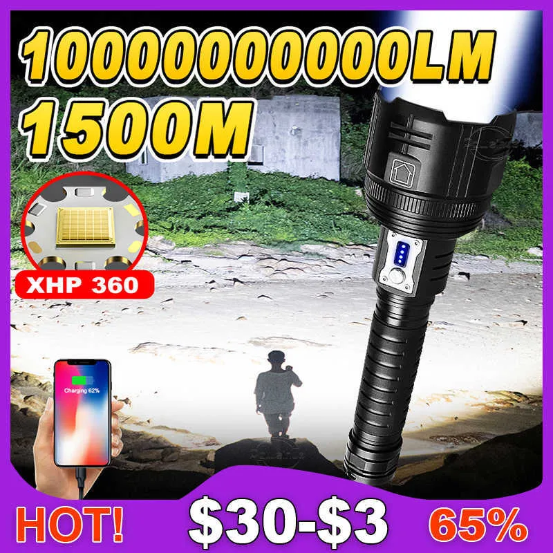 Latarki latarki LED o dużej mocy z Zoomem 10000000000LM Torch Light Mocne XHP360 Latarka taktyczna