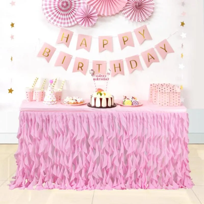 Jupe de Table en Tulle rose, chiffons Tutu, nappe de 6 pieds, 9 pieds et 14 pieds, décorations pour mariage, fête prénatale, fête prénatale