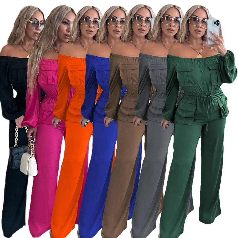 Save Big on Bulk Womens Fashion Long Pant Jumpsuits Wholesale Jumpsuits  Women Long Sleeve Rompers Fall Winter Clothes Casual Slash Jumpsuits With 