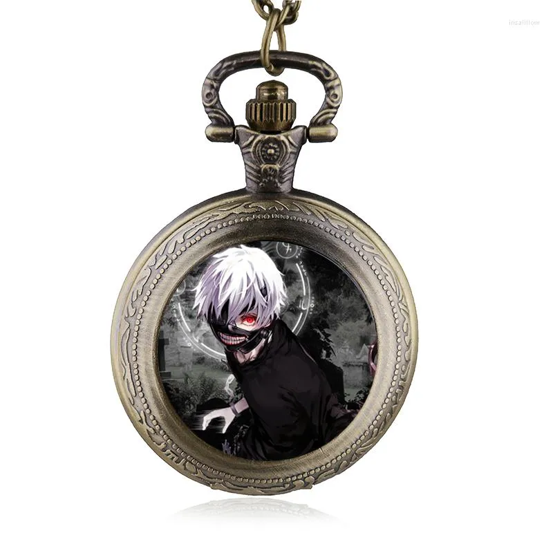 Pocket horloges vintage steampunk retro anime tokyp ghoul ontwerp kwarts hanger fob horloge ketting ketting cadeau mannen vrouwen