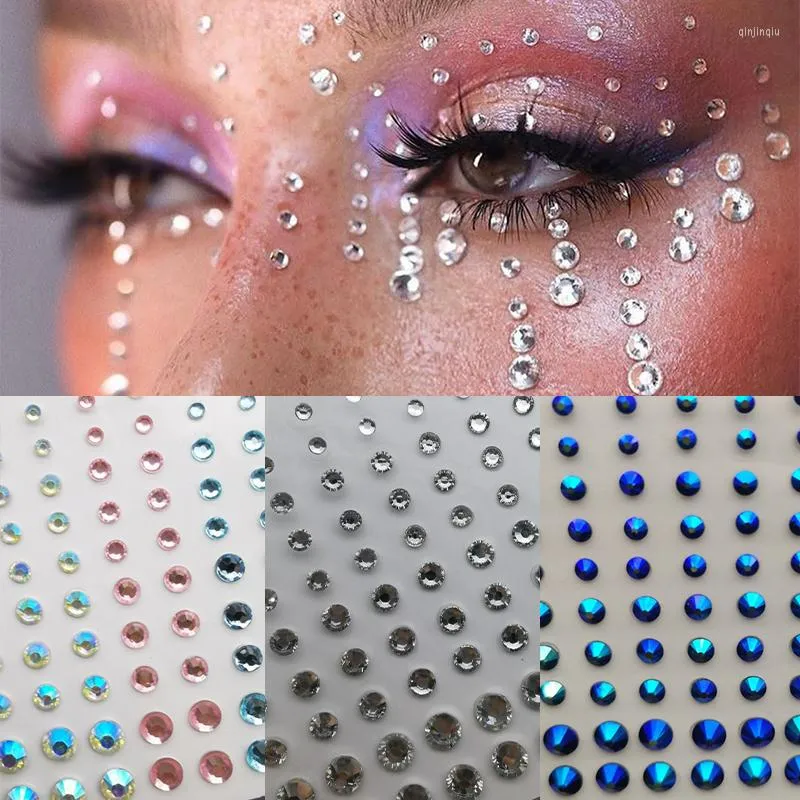 Decorações da arte da unha Glitter Face Strass Sticker Colored Diamond Jewels Pearls Tattoo Diy Adesivo Festival de Festival de Acrílico