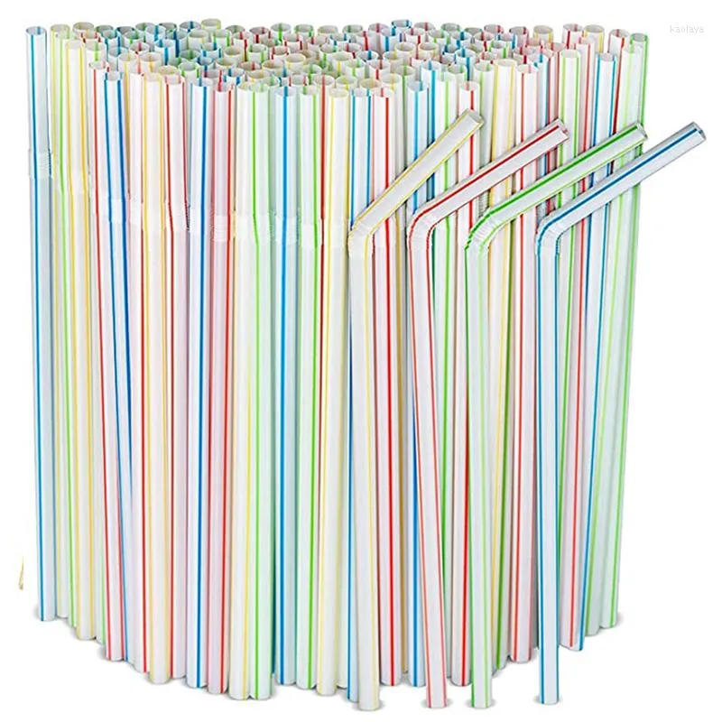 Drinking Straws 200/500/1000/2000Pcs Disposable Plastic For Kitchenware Bar Party Event Alike Supplies Striped Cocktail