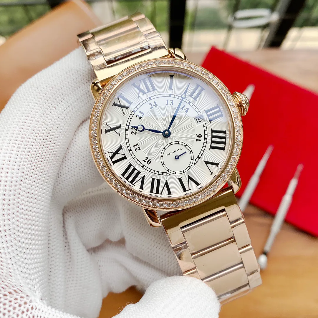 Luxe horloges Diamonds Bezel automatische mechanische heren 41 mm Romeinse cijferuurmarkeringen roestvrijstalen waterdichte lichtgevende designer polshorloge