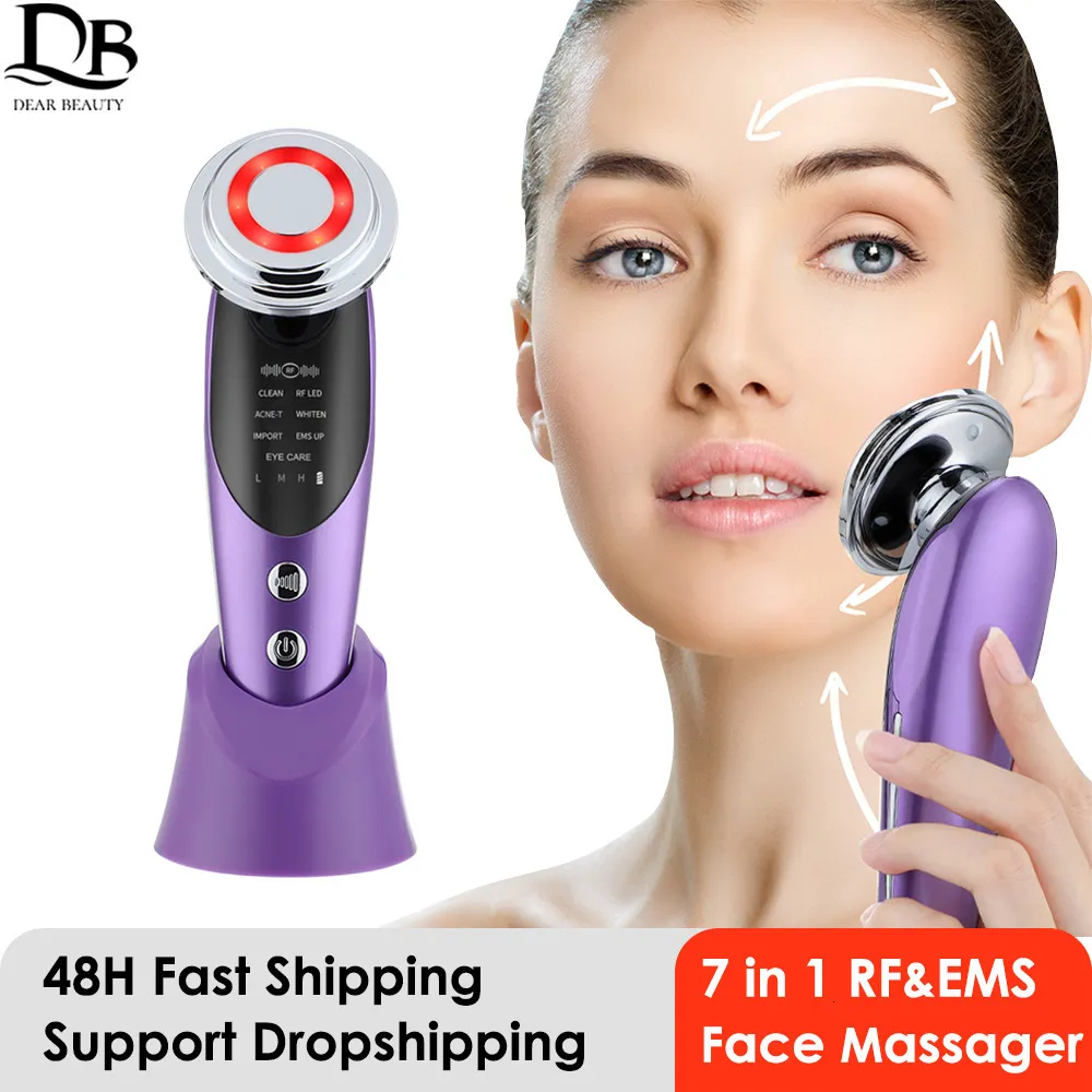 Body Skin Care 7 i 1 Face Lift Devices EMS RF Microcurrent Rejuvenation Massager Lättterapi Anti Aging Wrinkle Beauty Apparatus 230109