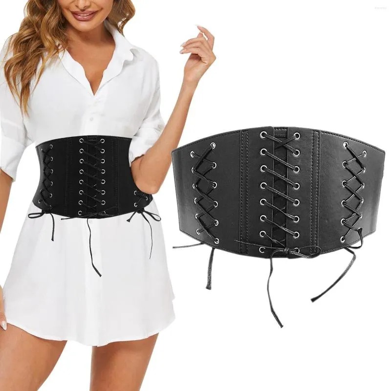 Belts Womens Faux Leather Underbust Elastic Waist Black Belt Corset For Dress Canvas