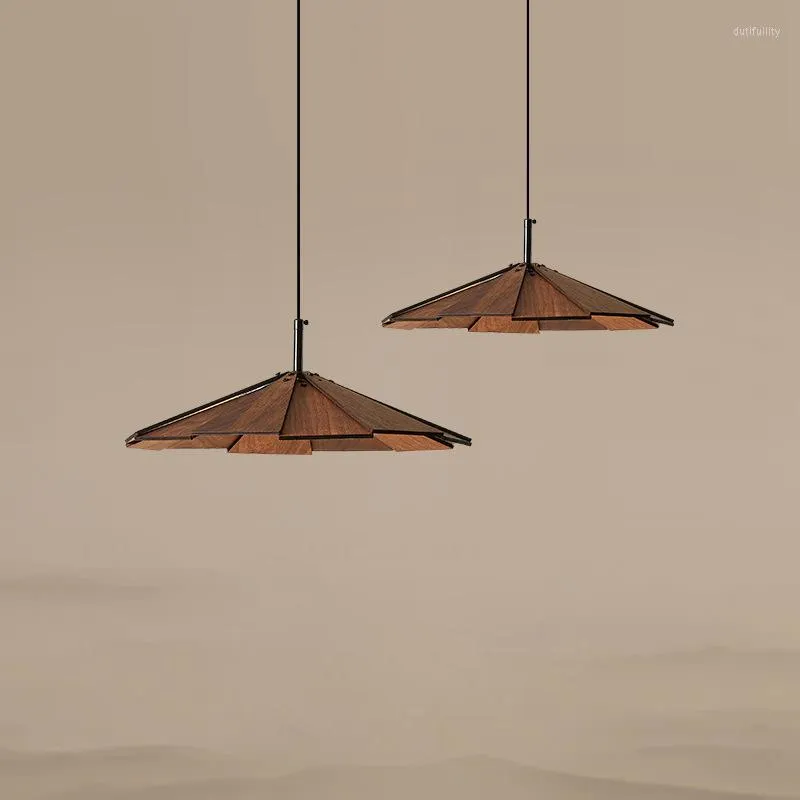 Hanglampen Zuidoost -Aziatische stijl massief hout met een enkele lamp LED Slaapkamer verlichting interieur Decor Gepersonaliseerd dineren Hangende armatuur