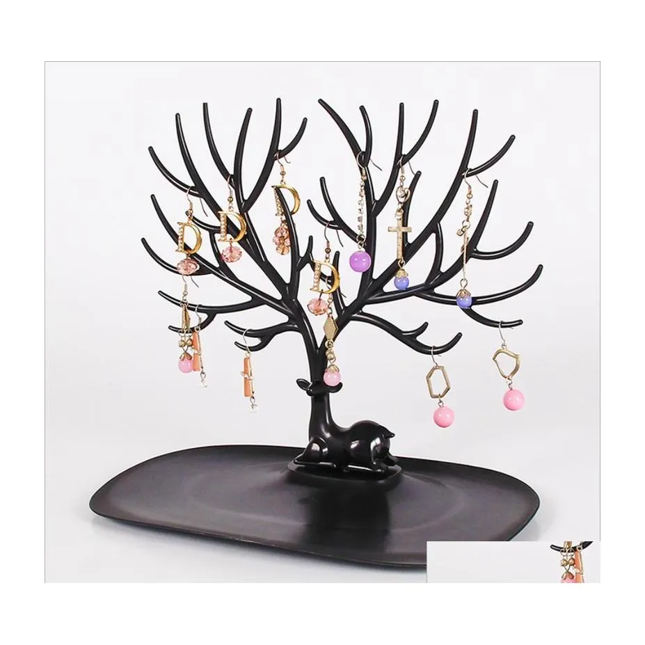 Bathroom Storage Organization Plastic Makeup Organizer Antler Shaped Jewelry Box Creative Cosmetic Ring Lipstick Rack Necklace Dro Dhng6