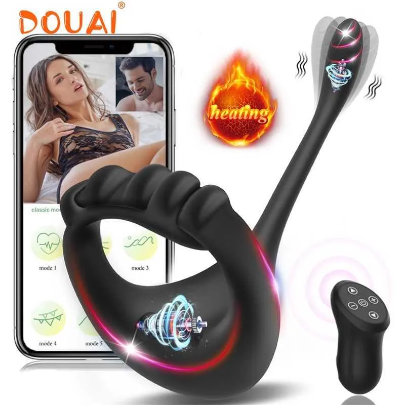 Massageador adulto brinquedos sexy para homens Bluetooth Penis Ring Vibrator Goods Wireless App Remote Cock Sexo S
