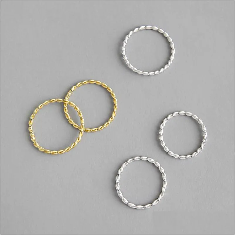 Silver New 100 925 Sterling Sier Twist Rings For Women White Gold /18K Color Finger Ring Simple Fine Jewelry Drop Delivery Dhcz8