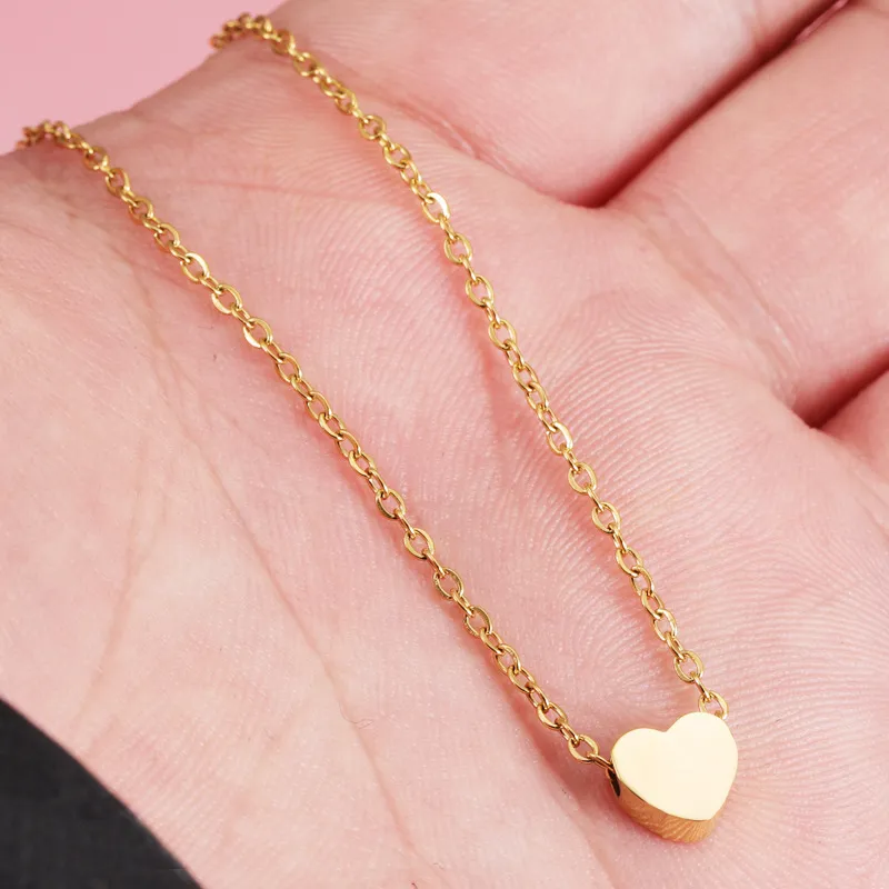 Cute Heart Necklace for Women 18k Gold Plated Pendant Necklace Simple for Women Dainty Layered Choker Necklaces
