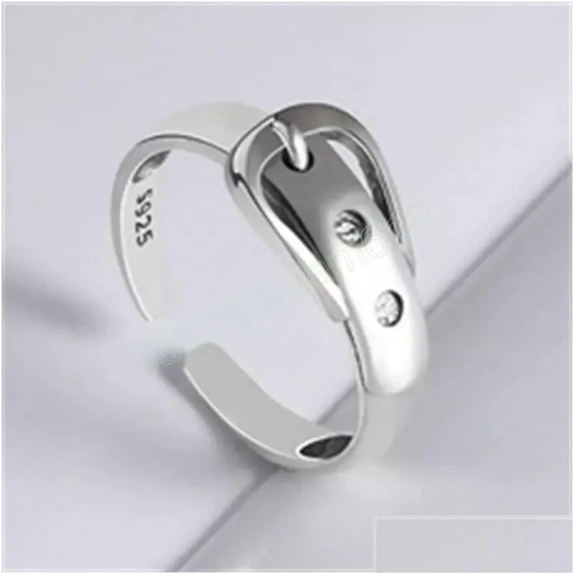 Bandringen Wave Ring Real 925 Sterling Sier Belt Fine Jewelry For Charm Women Birthday Party Accessoires Geschenkdruppel Levering Dhizv