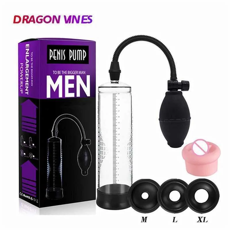 Massageador de brinquedos sexuais Massageador adulto Manual de vácuo Pênis Bomba de masturbação masculina Brinquedos de masturbação para homens Produtos para adultos do Penile Extender Adults Products