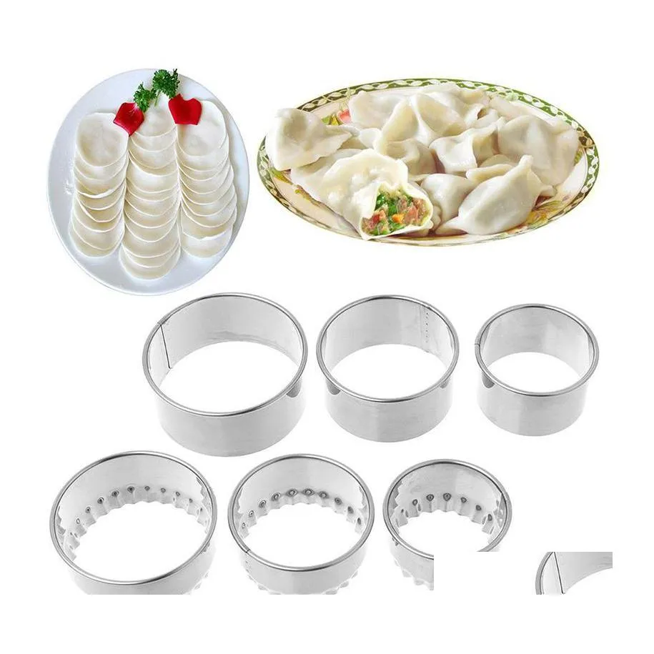 Bakning av konditoriverktyg 3st/set sier 430 rostfritt stål runda dumpling hudpress cutter dumplings maker wrappers mögel set kök dhqkx