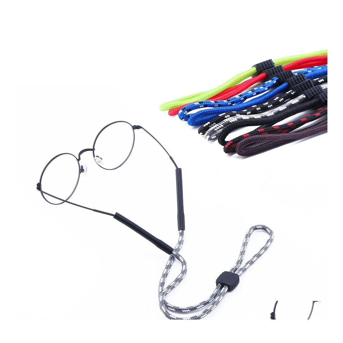 Andra trädgårdsglasögon justerbara robusta glasögonkedjor Sportremsladdar solglasögon behållare med slutrörsglasögon lanyard s dhoya