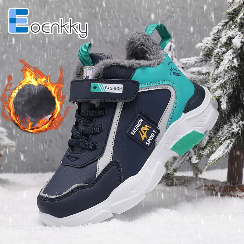 Sneakers Fashion Winter Kids Sneakers Warm Plush Boys Casual Shoes Leather Waterproof Children's Sneakers Sport Running Girls Shoes 230110