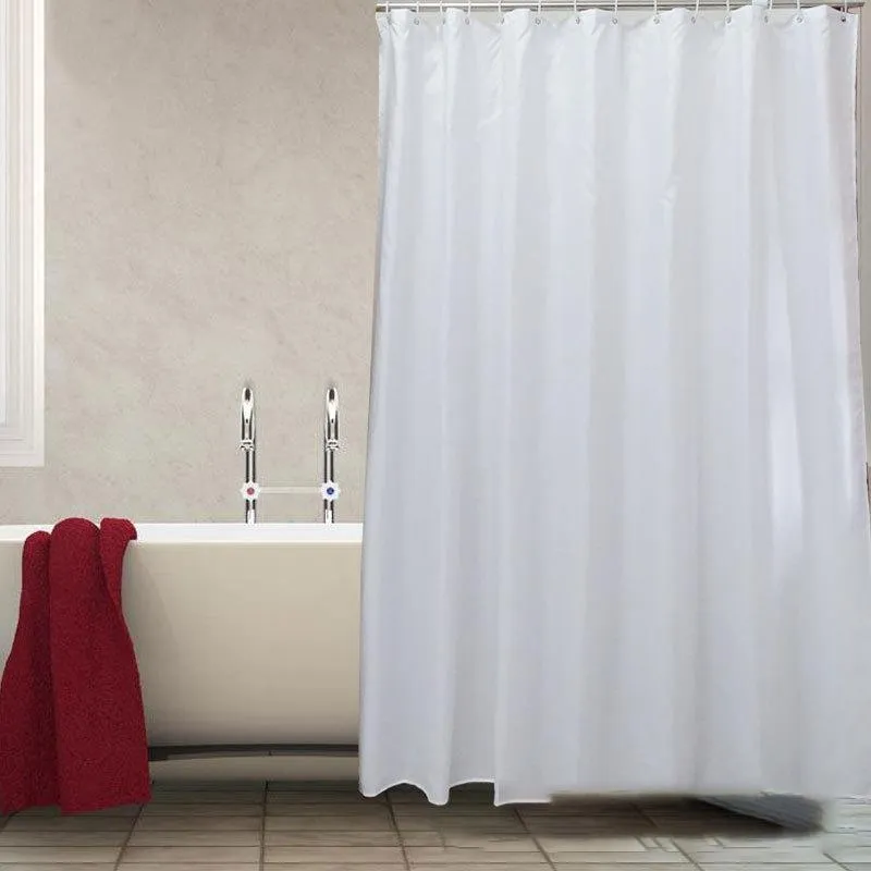 Shower Curtains Simple Home Decor Solid Color White Waterproof Curtain Polyester Fabric For Bath Bathroom El Decoration With Hooks