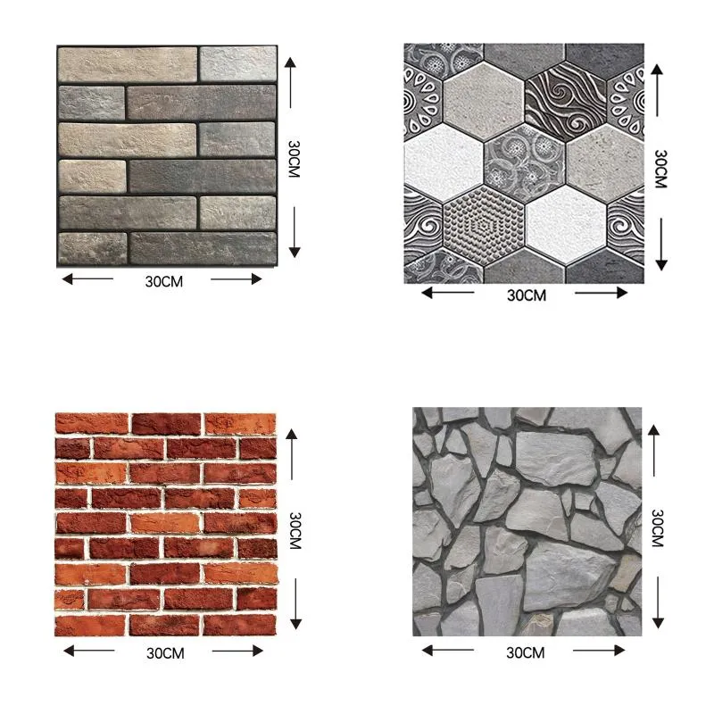 Bakgrundsbilder Foam 3D Självhäftande väggklistermärken Badrum TV Bakgrund Square Brick Tiles Simple Decoration of Restaurant Pography Panels