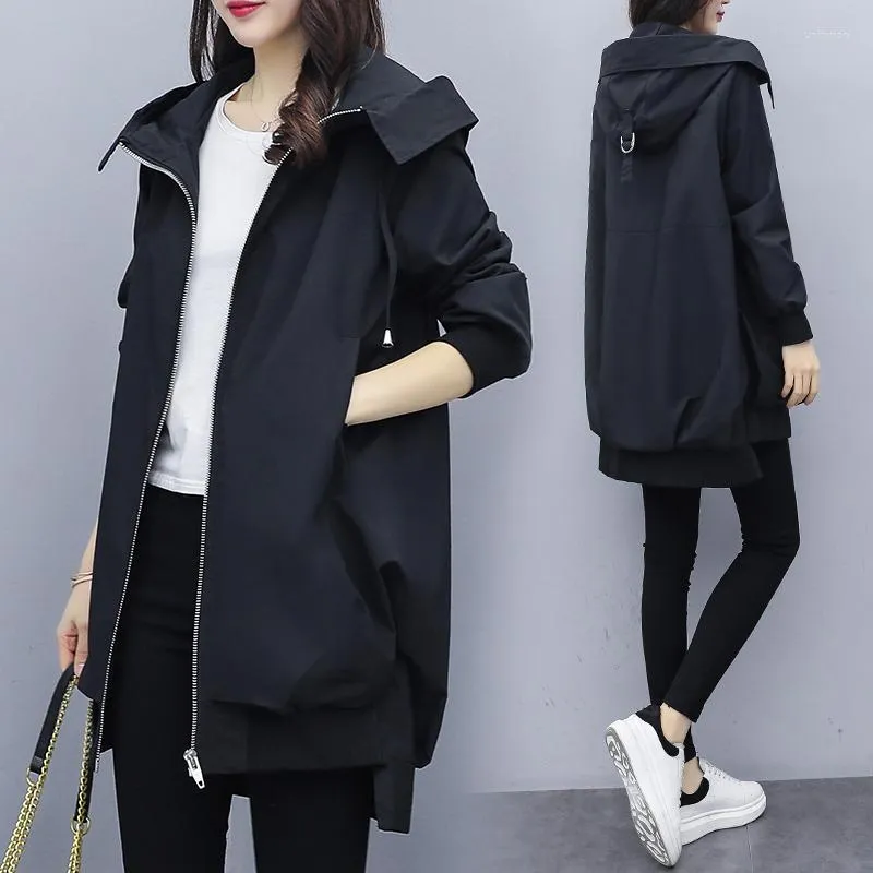 Women's Jackets 2023 Autumn Women's Jacket Long Sleeve Casual Windbreaker Female Hooded Overcoat Loose Basic Coats Lady Outwear