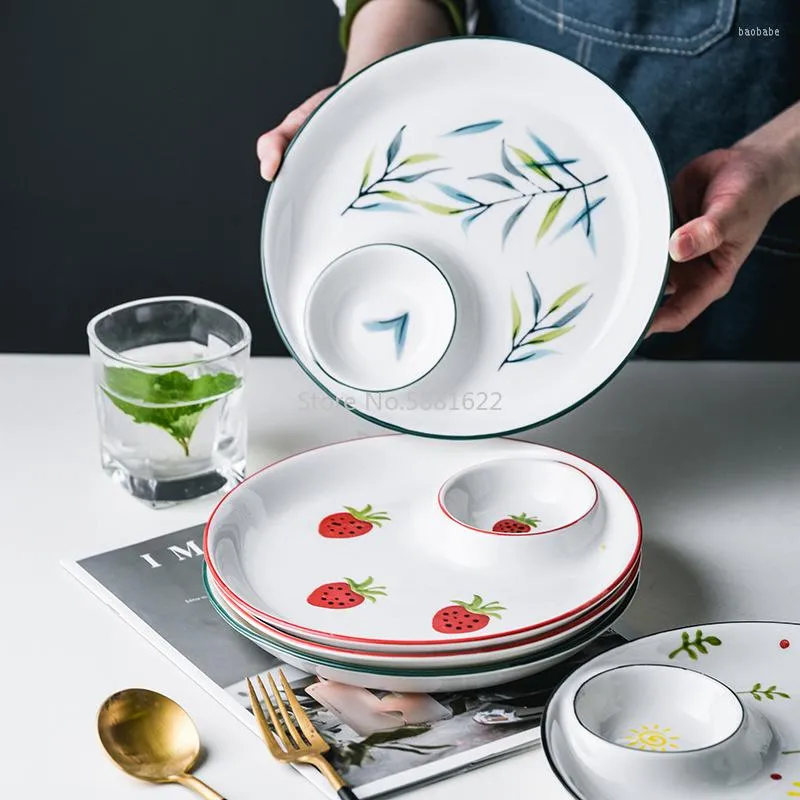 Płytki Nordic Creative Household Talerz Ceramiczny okrągła spersonalizowana truskawkowa sałatka Dumpling Western