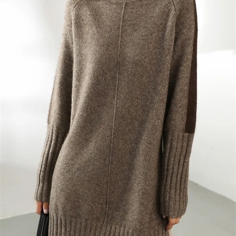 カジュアルドレスジールール秋の冬のセーターニット女性ファッションタートルネックロングレディースウォームスプリット221018