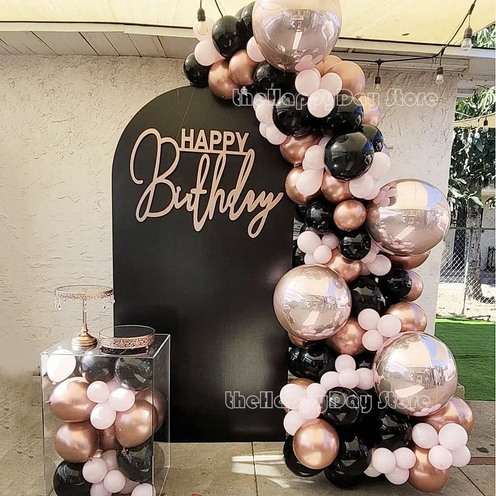 Andere decoratieve stickers 118 stks Zwart Rose Gold Ballon Arch Princess Birthday Ballonnen Garland Kit Baby Shower Girls Wedding Party Decor 230110