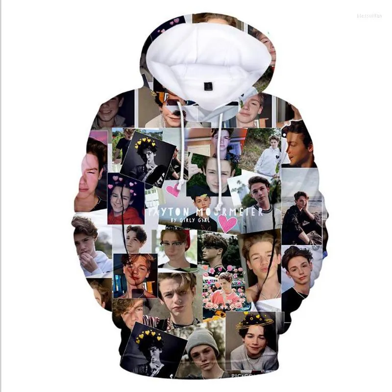 Herrtröjor Payton Moormeier merch överdimensionerade hoodie sudadera hombre pytn 3d tryckficka huvtröjor män/kvinnor grafiska coola toppar