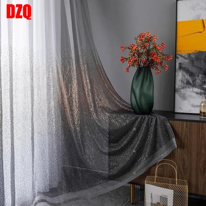 Gordijn gordijnen Noordse luxe licht goud pailletten glitter tule transparant grijs raamscherm bruiloft decoratie AG611#4