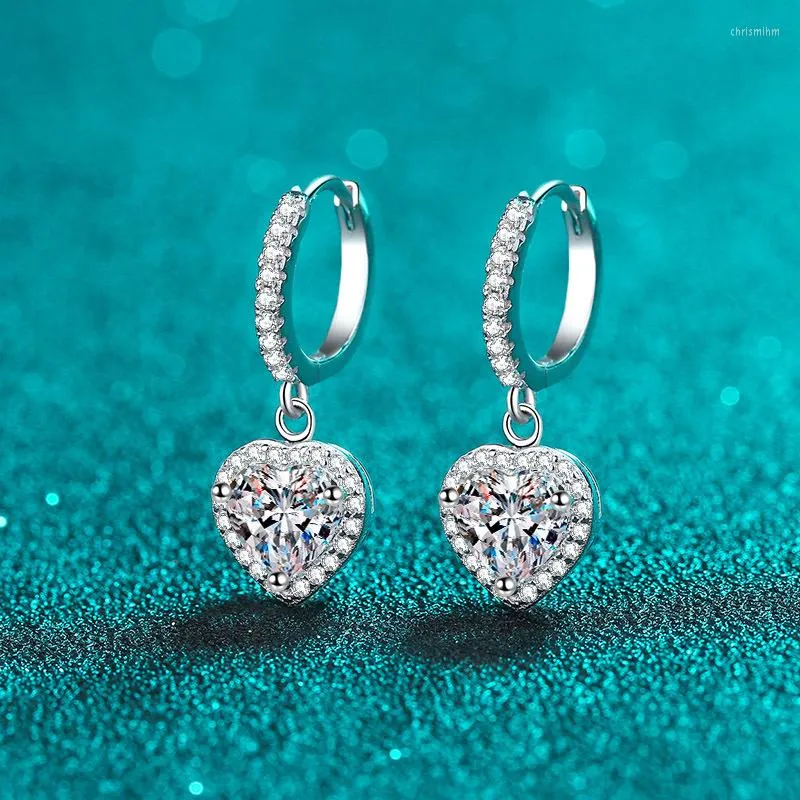 Bengelen oorbellen htotoh 1 karaat moissaniet diamant 925 sterling zilveren verloving bruiloft fijne sieraden