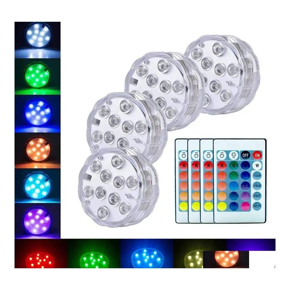 Other Event Party Supplies Battery Operated 10/13 Leds Rgb Led Submersible Light Underwater Night Lamp Garden Swimming Pool Lights Dhkjz