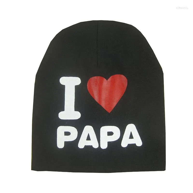 Berets q dzianin ciepłe czapkę bawełniana kapelusz dla dziewczynek maluch dzieci chłopiec i kocham papa mama drukuj czapka niemowlęta