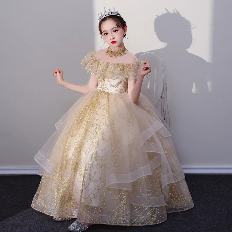 Creation kids party/festive white designer long gown for girls-hoanganhbinhduong.edu.vn