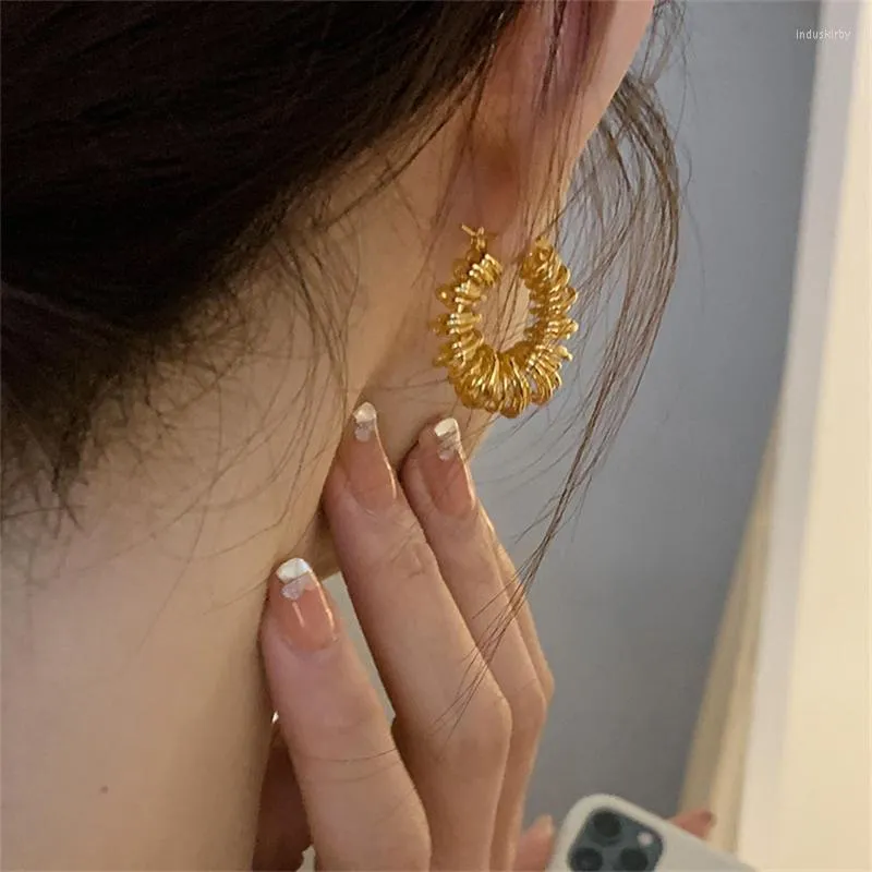 Boucles d'oreilles créoles Vintage dorées pour femmes, bijoux multi-cercles tendance, cadeaux, 2023