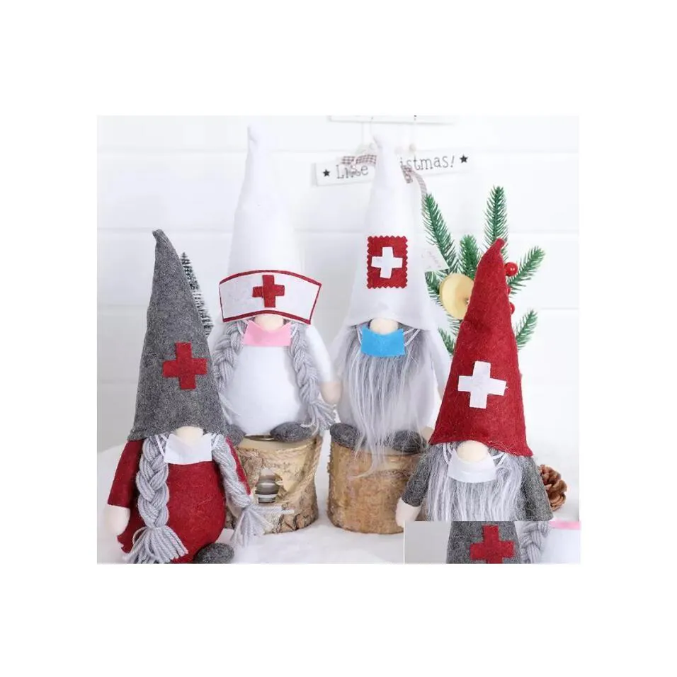 Party Favor Doctors Nurses Santa Faceless Dolls Juldekoration Funnlig stilförsörjning CLERN Kids Presents Drop Delivery Home Gar DH508