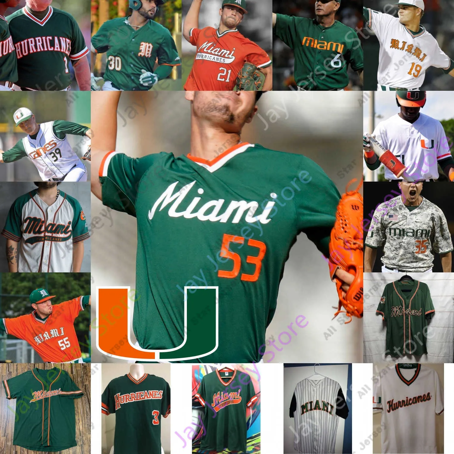 Baseball Jerseys Miami Hurricanes Baseball Jersey NCAA College Ron Fraser Neal Heaton Mike Fiore LALA ANTHONY VILAR GATES Garcia Herrmann Weeks Jay Sanchez