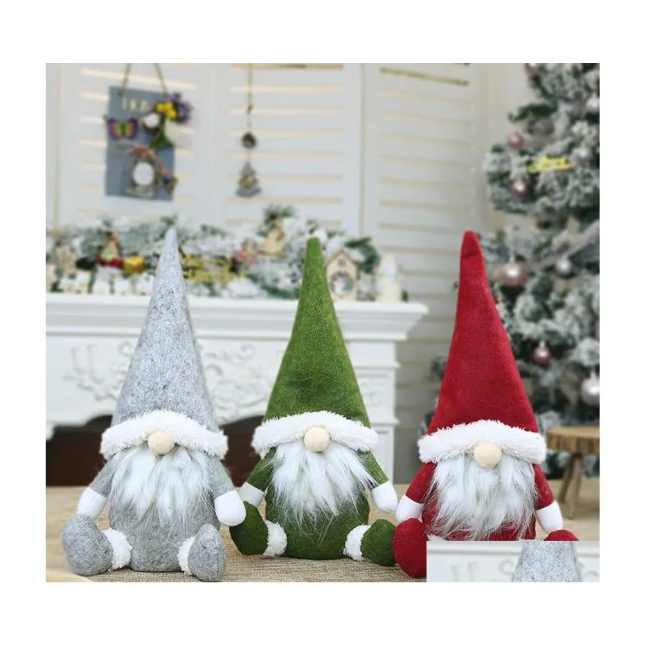 Décorations De Noël Drop Ship Merry Long Hat Suédois Santa Gnome En Peluche Poupée Ornements À La Main Jouet Holiday Home Party Decor Delive Dha28