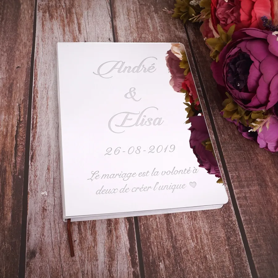 Other Event Party Supplies 26cm X 19cm Custom Delicate Wedding Signature Guestbook Personalized White Blank Sheet Check in Books Decor 230110
